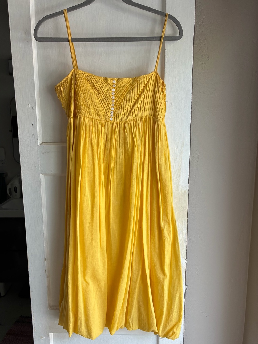 Zara Pleated Top Bubble Skirt Yellow Dress